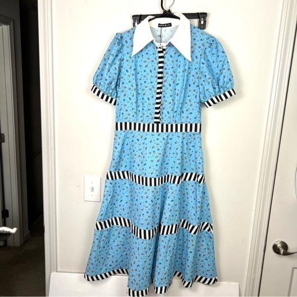 SHEIN X Dash of Pep Plus Allover Pill Print Shirt Blue Dress Womens size medium - Picture 3 of 10